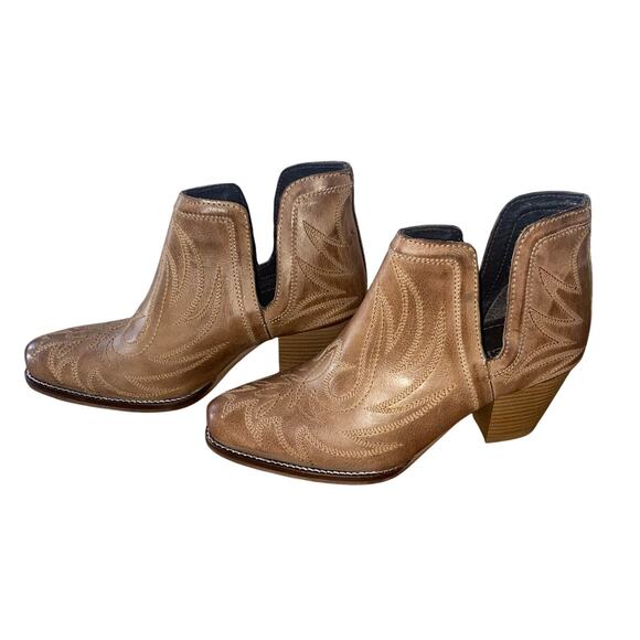 Roper Womens Brown Leather Rowdy Bootie Ankle Boots - Picture 1 of 9